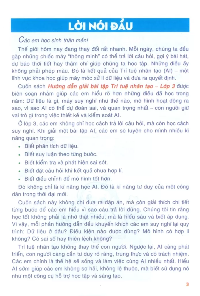 HƯỚNG DẪN GIẢI BÀI TẬP TRÍ TUỆ NHÂN TẠO (AI) LỚP 3